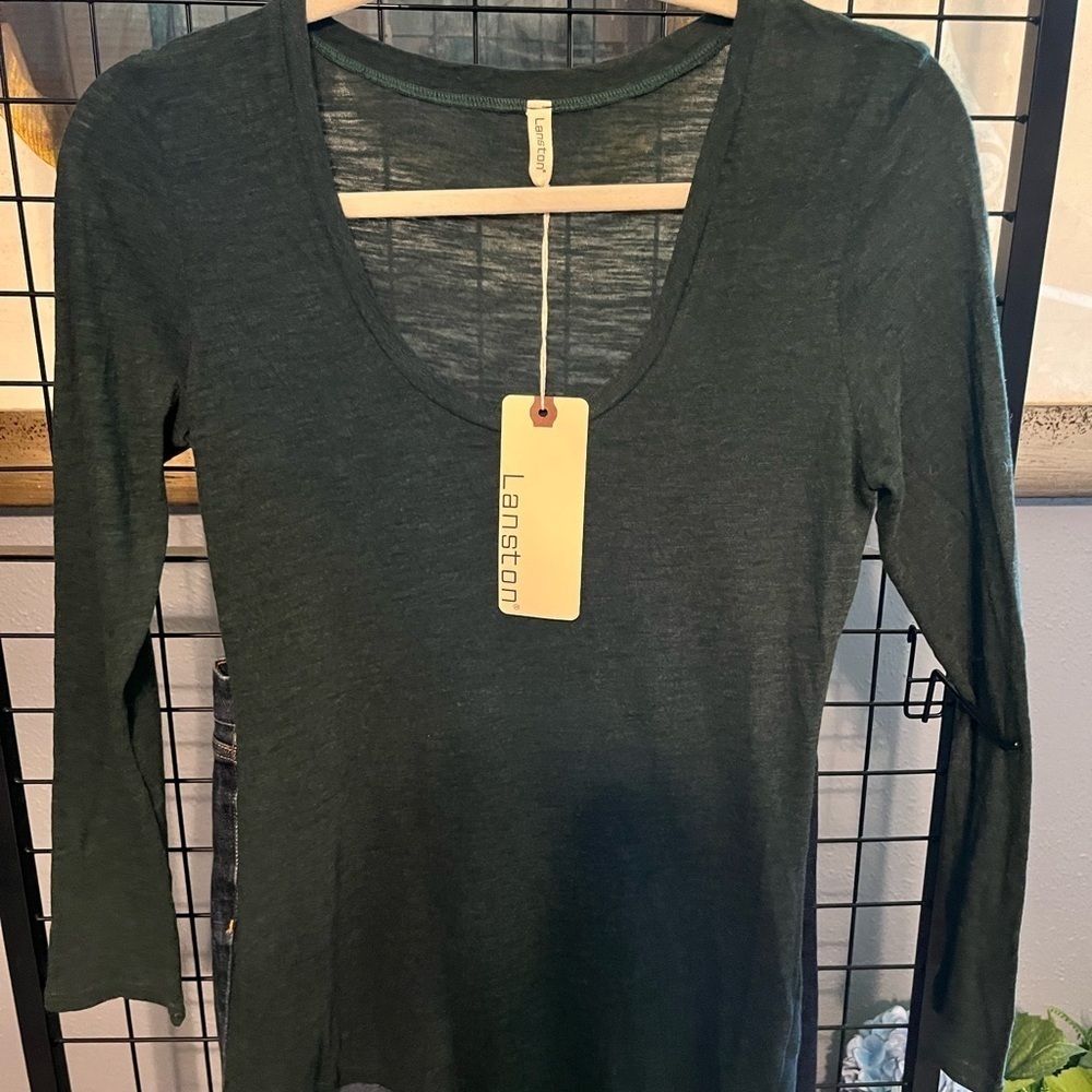 Fitted Green 3/4 Sleeve Bodysuit by revolve brand Lanston